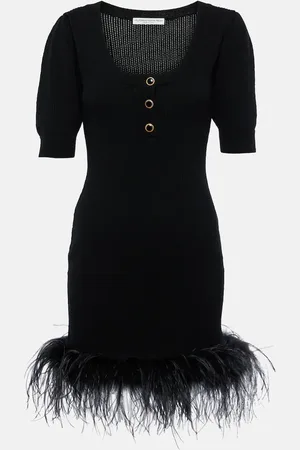 Alessandra Rich Robe en laine à plumes