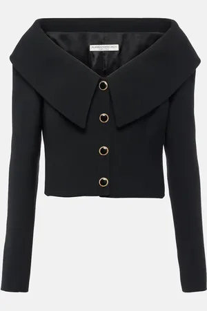 Alessandra Rich Veste en laine à encolure bardot