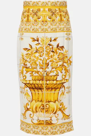 Dolce & Gabbana Jupe midi Majolica en soie mélangée