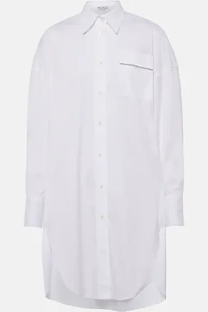 Brunello Cucinelli Robe chemise en coton mélangé