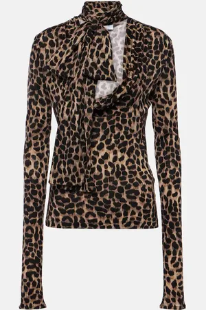BLUMARINE Top en laine à motif léopard