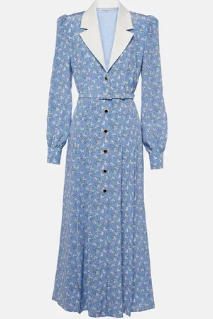Alessandra Rich Robe chemise en soie à fleurs