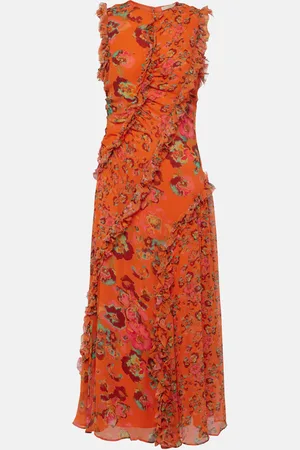 ULLA JOHNSON Robe midi Avrelie en soie à fleurs