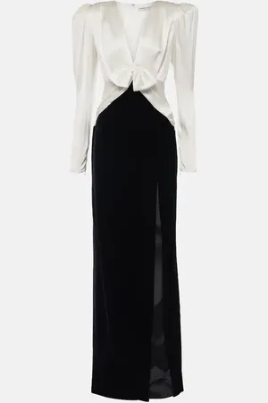 Alessandra Rich Robe longue en satin et velours