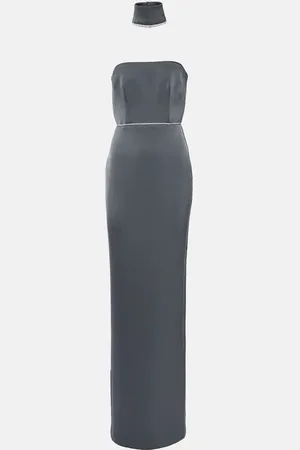 ALEX PERRY Robe longue en satin à cristaux