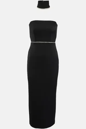 ALEX PERRY Robe midi en satin à cristaux