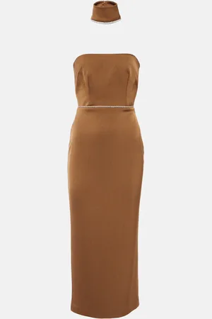 ALEX PERRY Robe midi en satin à cristaux