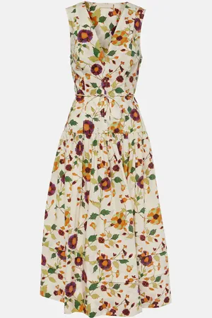 ULLA JOHNSON Robe midi Kiran en coton à fleurs
