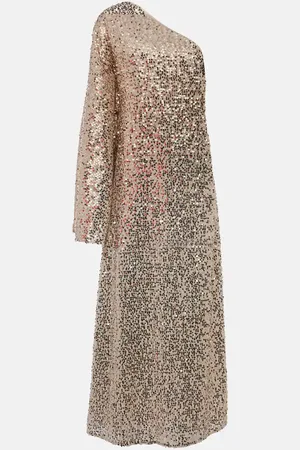 ROTATE Robe longue asymétrique à sequins