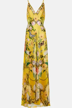 Camilla Robe en satin de soie à fleurs