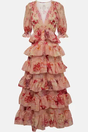 Camilla Robe longue en coton et soie à fleurs