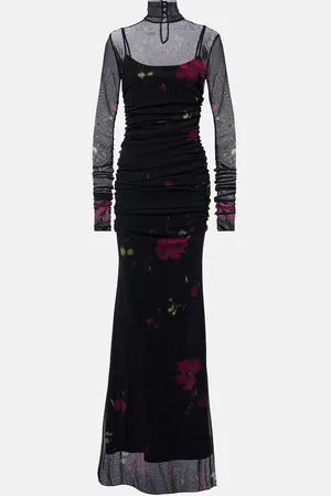 BLUMARINE Robe longue imprimée en tulle