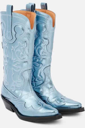 Ganni Bottes santiags brodées et métallisées