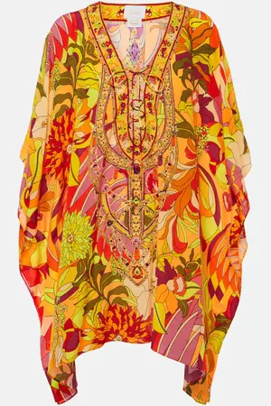 Camilla Robe de plage en soie à fleurs