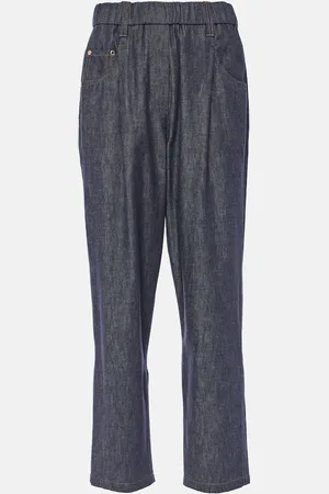 Brunello Cucinelli Jean slim à taille mi-haute