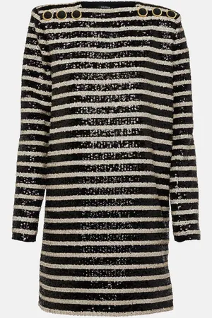 Balmain Robe rayée à sequins