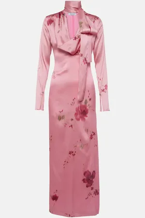 BLUMARINE Robe longue imprimée en soie mélangée