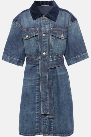 Stella McCartney Robe en jean et velours côtelé