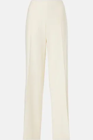 The Row Pantalon droit Foulard en laine, soie et lin