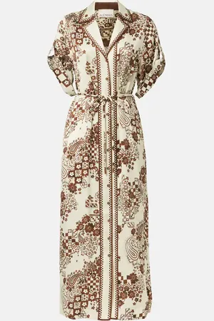 ALÉMAIS Alémais Robe chemise Vinnie imprimée en satin