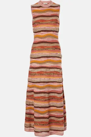 ULLA JOHNSON Robe Fauna rayée en coton mélangé