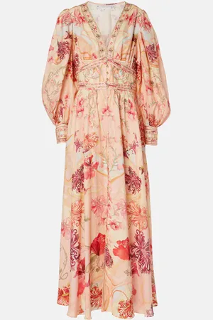 Camilla Robe longue Blossoms And Brushstrokes en lin