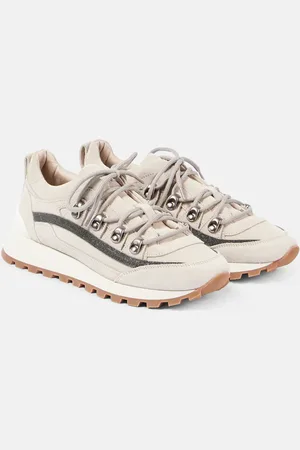 Brunello Cucinelli Baskets en daim à perles Monili