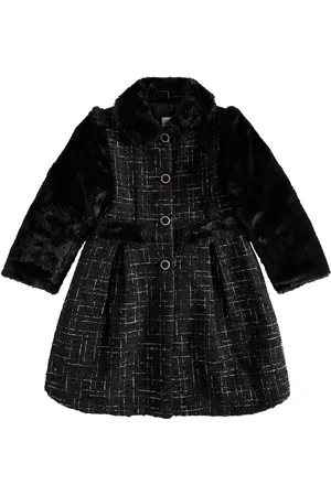 PATACHOU Manteau en tweed et fourrure synthétique