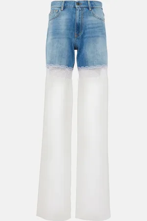 Nensi Dojaka Jean ample en tulle et dentelle à taille haute