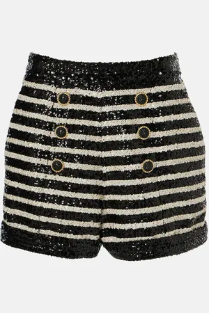 Balmain Short rayé à sequins