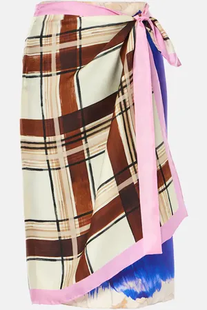 DRIES VAN NOTEN Jupe portefeuille imprimée en soie