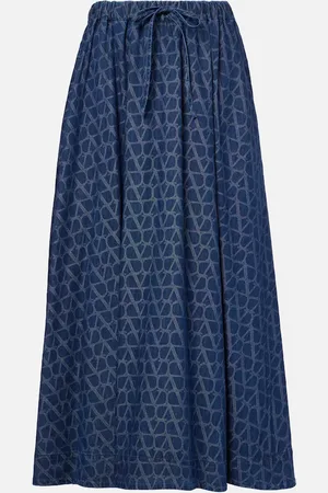 VALENTINO Jupe midi Toile Iconographe en jean