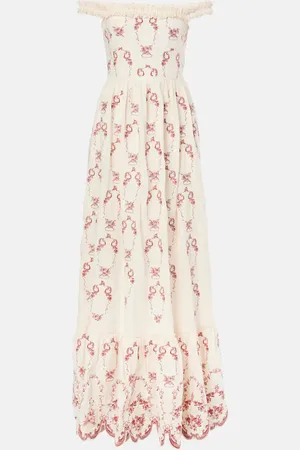 Agua by Agua Bendita Robe longue Achiote brodée en lin