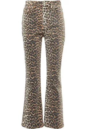 Ganni Jean flare imprimé à taille haute