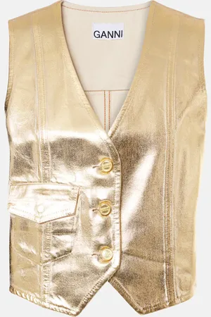 Ganni Gilet de costume en jean enduit
