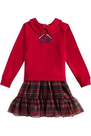 PATACHOU Robe pull brodée en coton et tulle