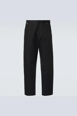 Prada Pantalon ample en coton à taille mi-haute