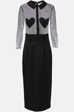 BLUMARINE Robe midi en satin et résille