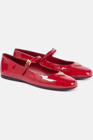 Prada Ballerines en cuir verni à logo