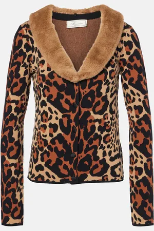 BLUMARINE Cardigan en jacquard à motif léopard