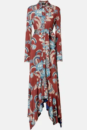 Etro Robe chemise asymétrique à fleurs