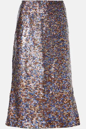 DRIES VAN NOTEN Jupe midi en laine mélangée à sequins
