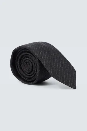 Saint Laurent Cravate rayée en soie mélangée