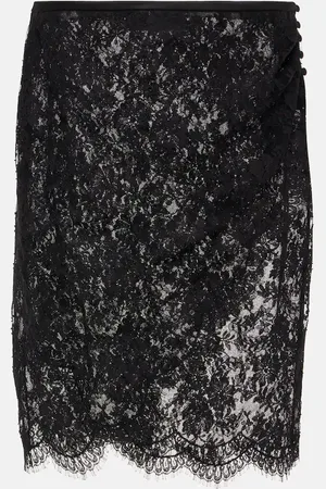 Saint Laurent Mini-jupe en dentelle de coton mélangé