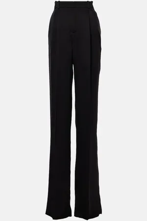 Saint Laurent Pantalon droit à taille haute en soie