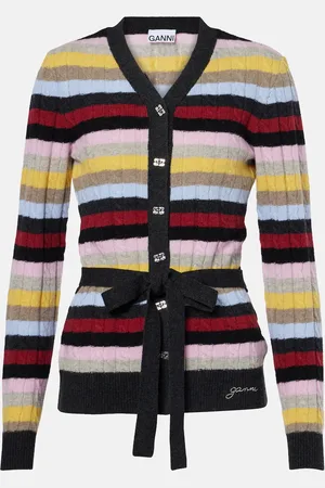Ganni Cardigan rayé en laine mélangée