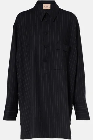 Plan C Chemise rayée en laine mélangée