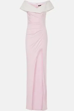 Balmain Robe longue à encolure bardot