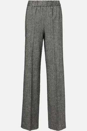 Dolce & Gabbana Pantalon ample en laine, soie et lin