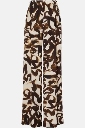DRIES VAN NOTEN Pantalon ample imprimé à taille haute